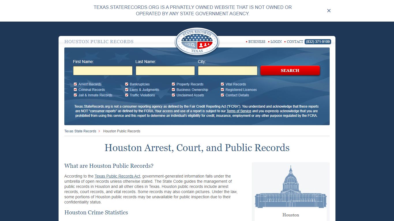 Houston Arrest and Public Records | Texas.StateRecords.org