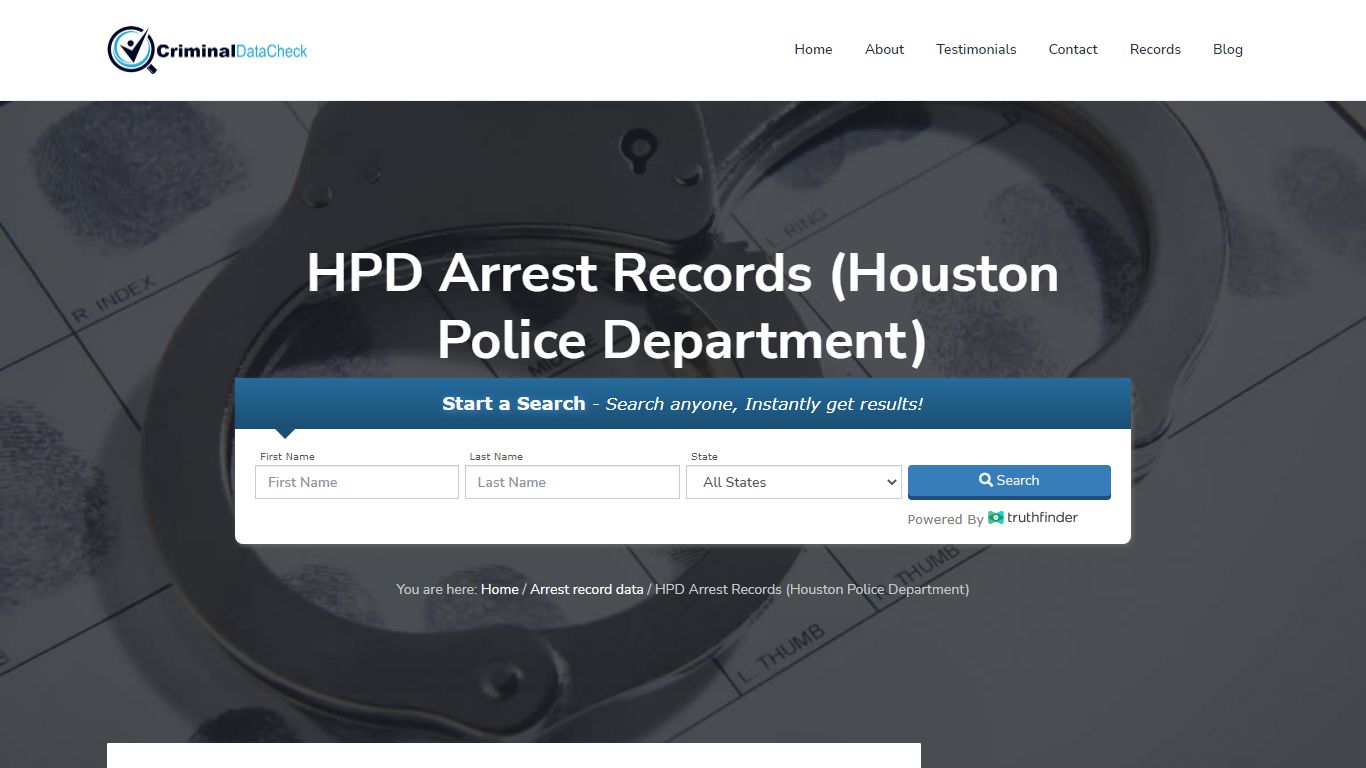 HPD Arrest Records (Houston Police Department) - Criminal ...